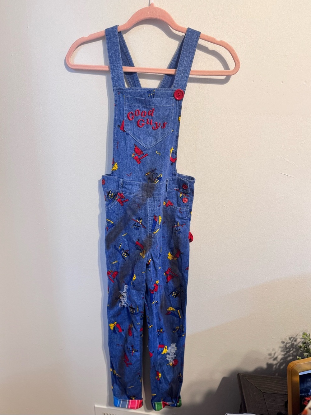 Spirit Halloween Chucky "Good Guys" Denim Overalls - Size Medium